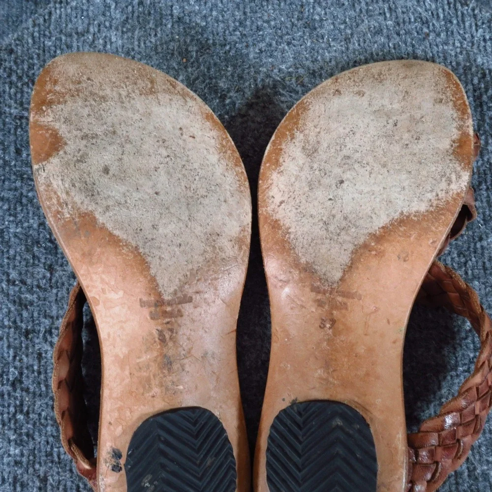 Cydwoq Revival Women Sandals Size 37 Artisan Walking Brown Braided Leather
